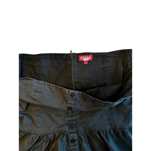 Staud Elio Cotton Poplin Off Shoulder Black Midi Dress Size 12 - Picture 9 of 9